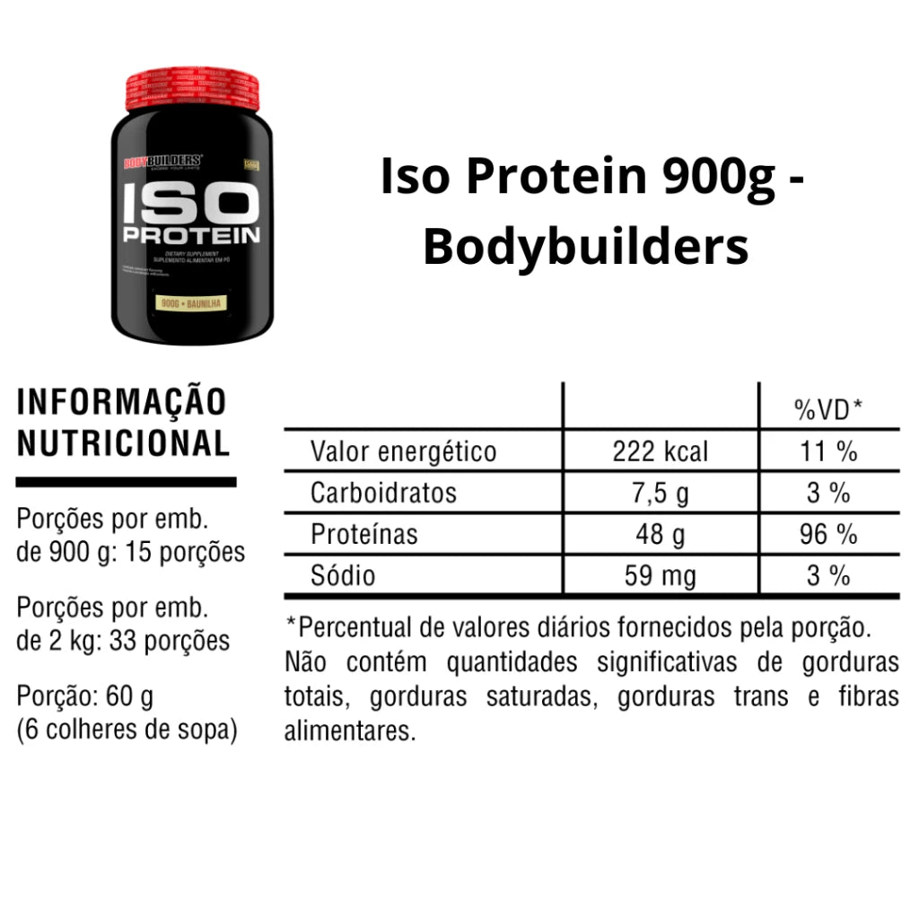 Kit: Whey Isolado 900g + BCAA 100g + Creatina 100g | Bodybuilders - MimoStock