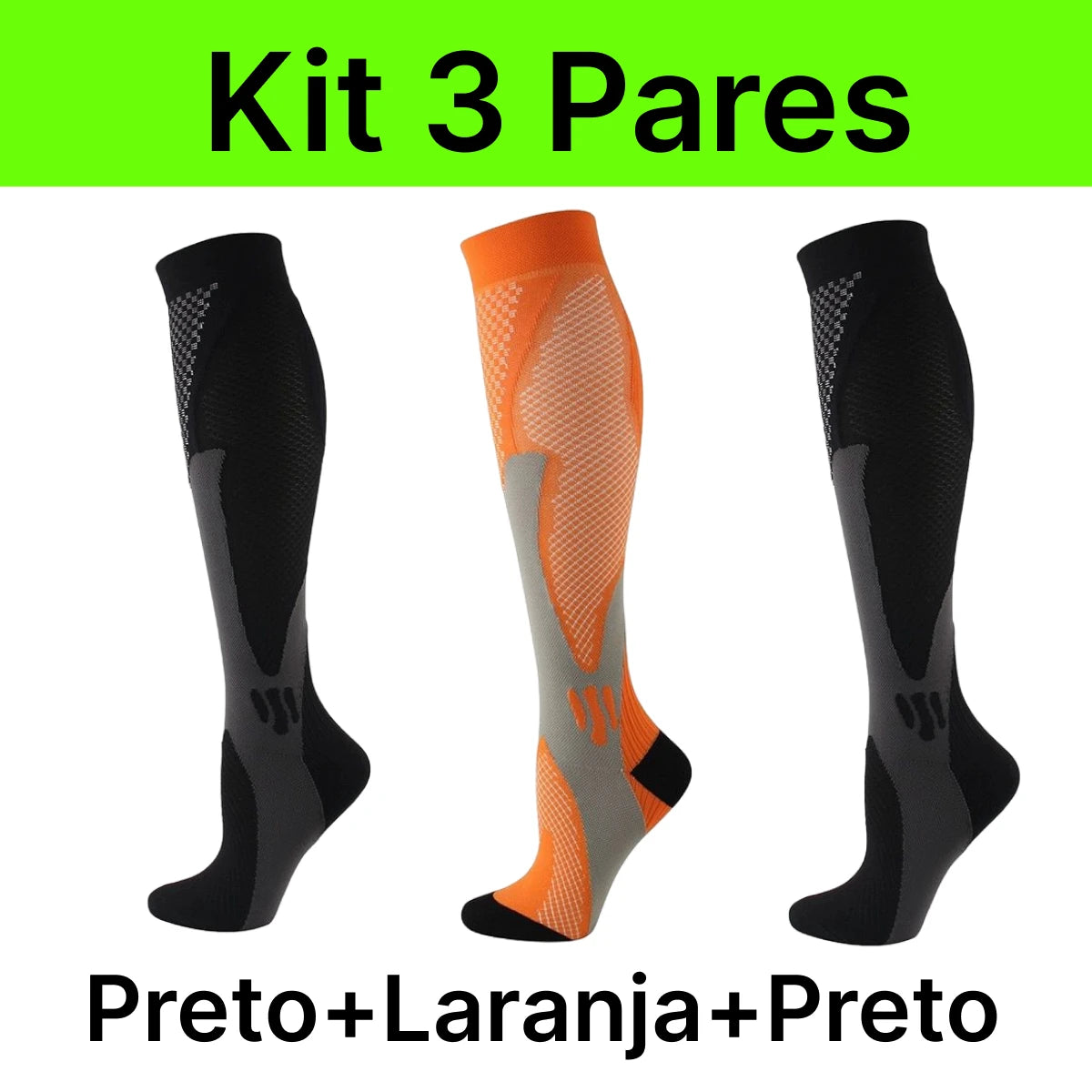 3 Pares de Meias de Compressão 20-30 mmHg | CompressFit Pro - MimoStock