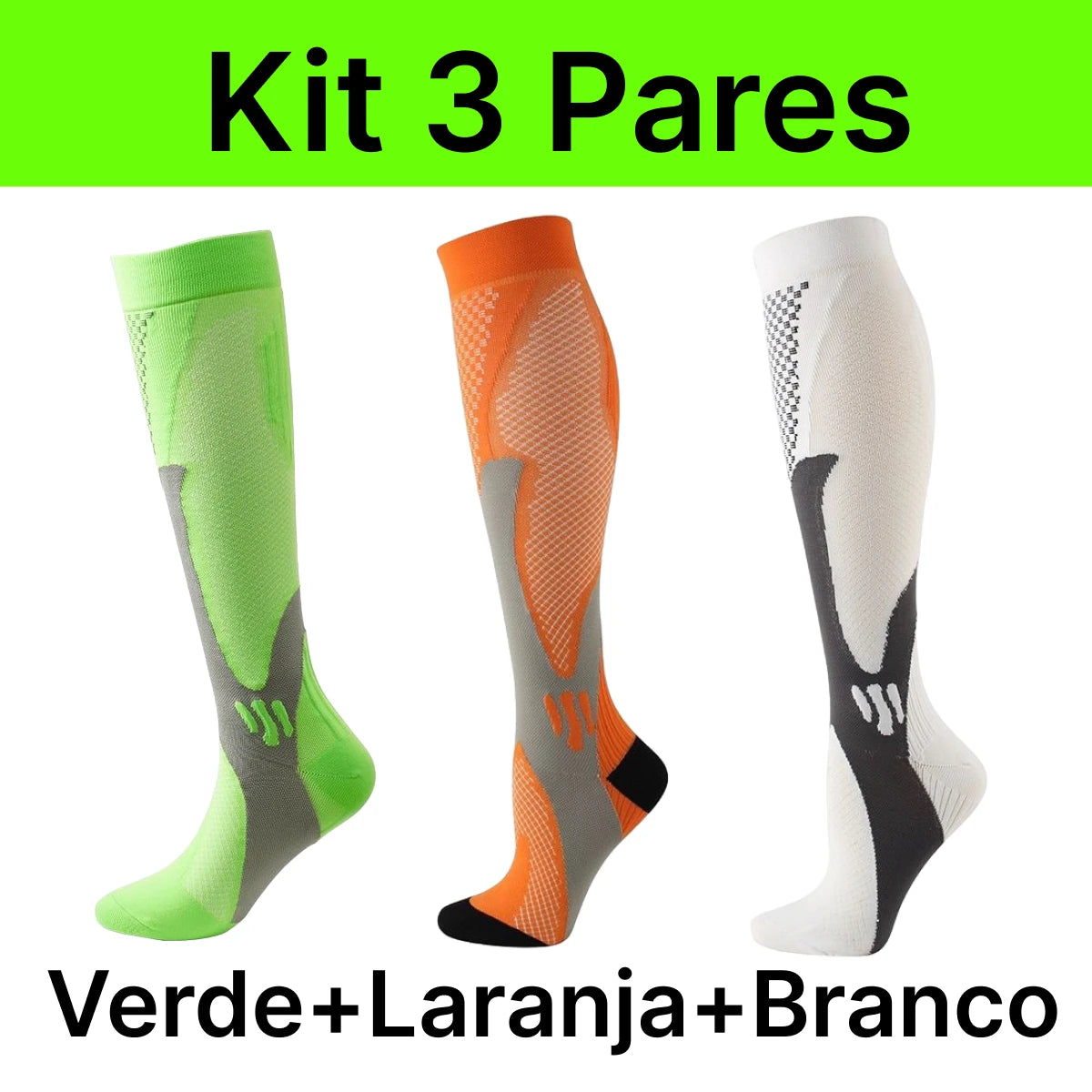 3 Pares de Meias de Compressão 20-30 mmHg | CompressFit Pro - MimoStock