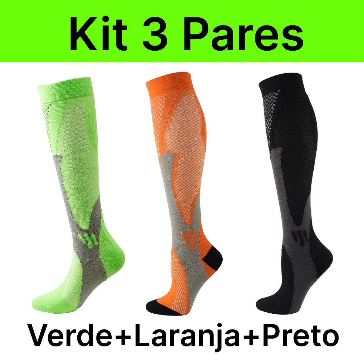 3 Pares de Meias de Compressão 20-30 mmHg | CompressFit Pro - MimoStock