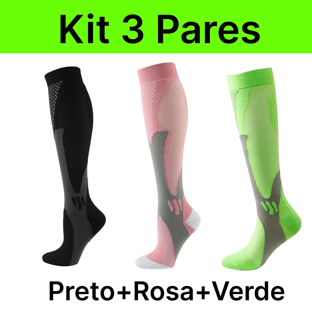 3 Pares de Meias de Compressão 20-30 mmHg | CompressFit Pro - MimoStock