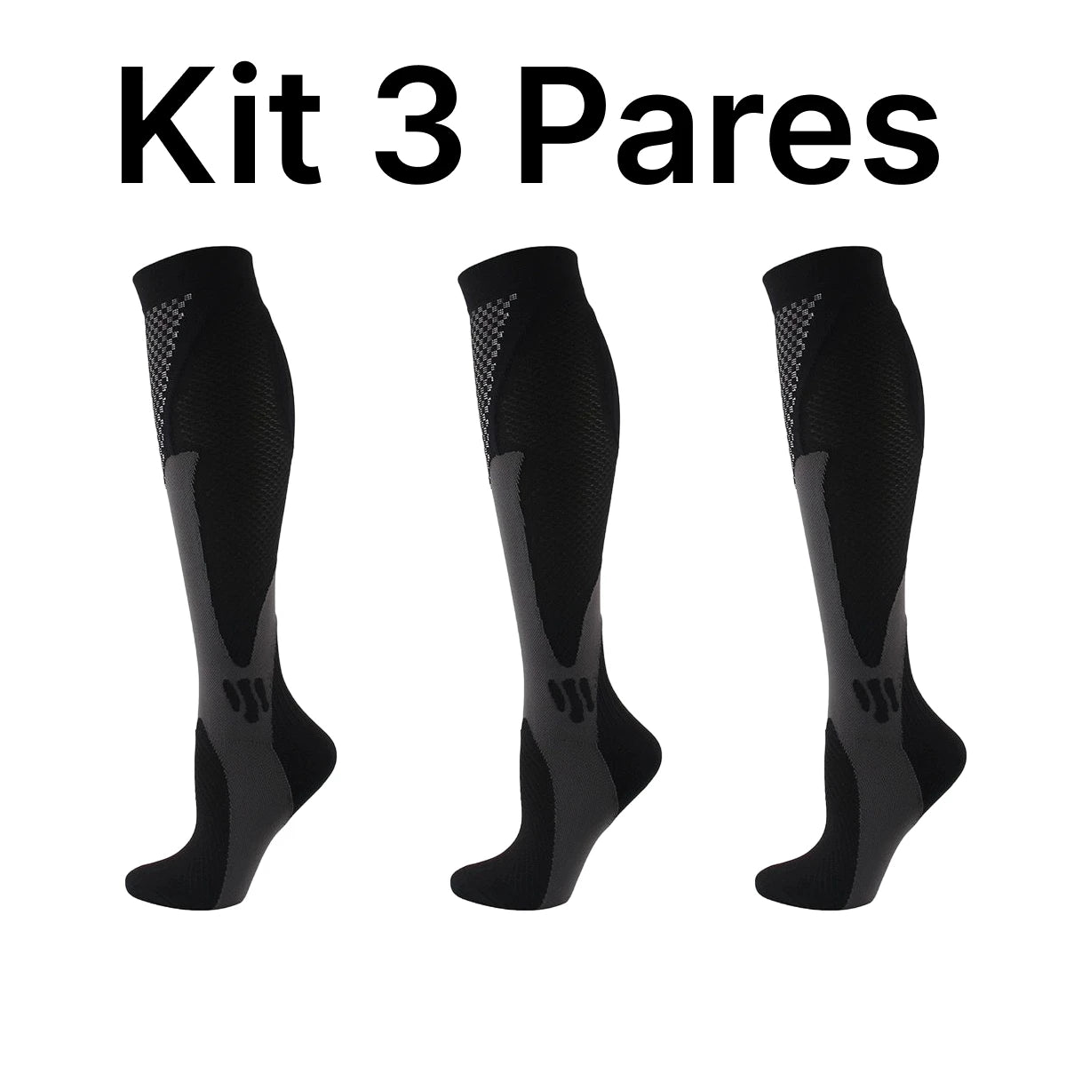 3 Pares de Meias de Compressão 20-30 mmHg | CompressFit Pro - MimoStock