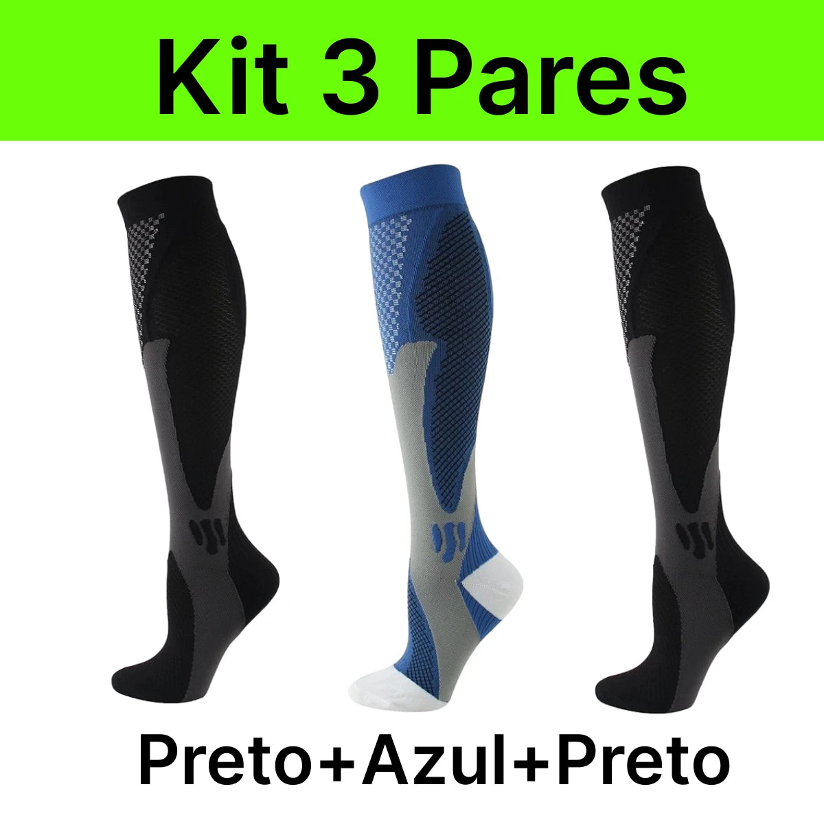 3 Pares de Meias de Compressão 20-30 mmHg | CompressFit Pro - MimoStock