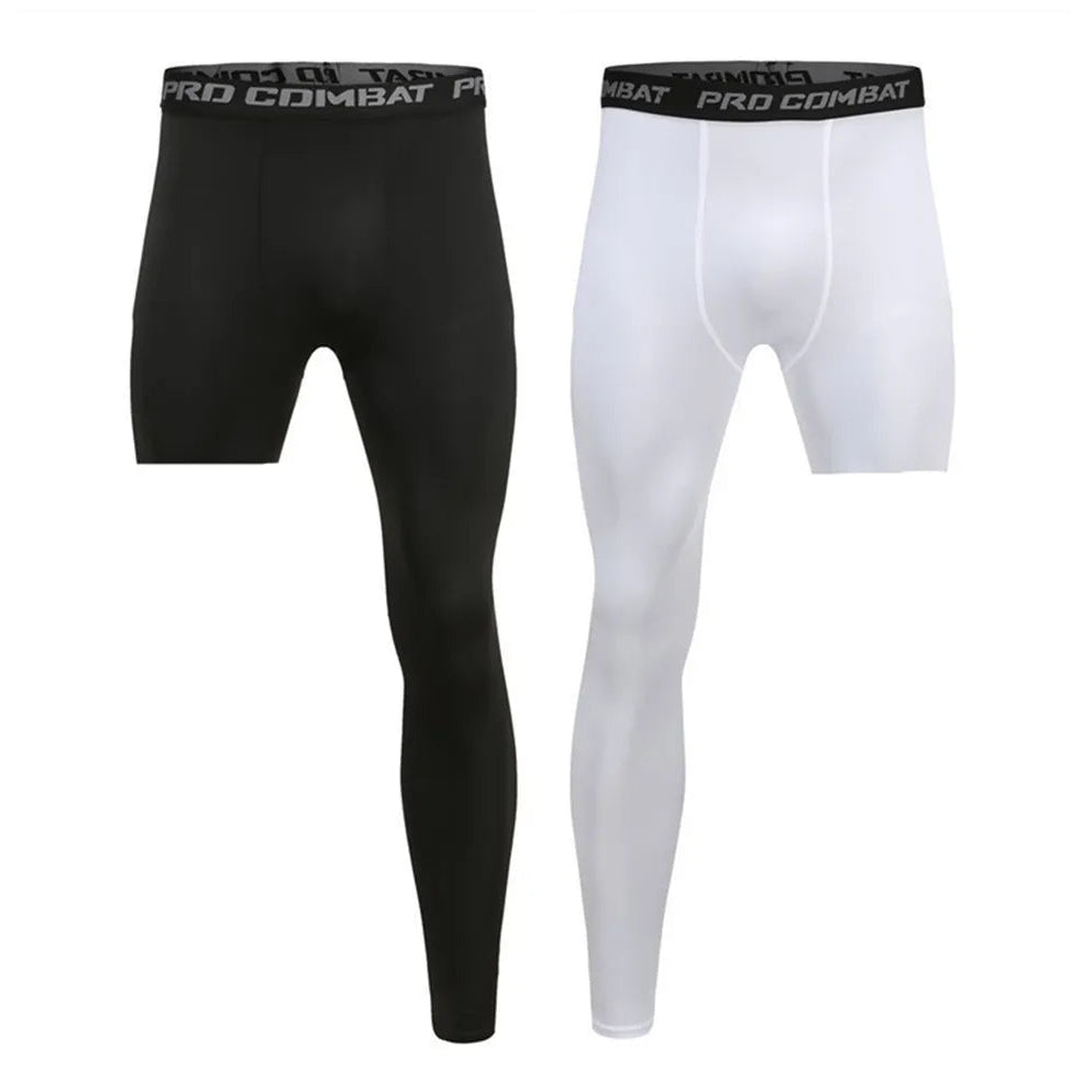 1 Men Base Layer Exercise Trousers Compression Running Tight Sport Cropped One Leg Leggings Basketball Football Yoga Fitness Pants - Mimostock