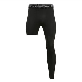1 Men Base Layer Exercise Trousers Compression Running Tight Sport Cropped One Leg Leggings Basketball Football Yoga Fitness Pants - Mimostock
