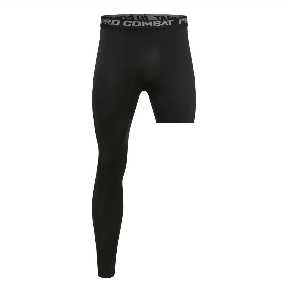 1 Men Base Layer Exercise Trousers Compression Running Tight Sport Cropped One Leg Leggings Basketball Football Yoga Fitness Pants - Mimostock