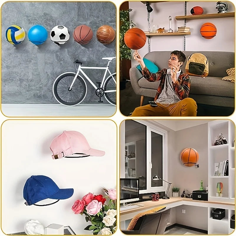 Suporte Metálico de Parede para Bolas Esportivas - MimoStock