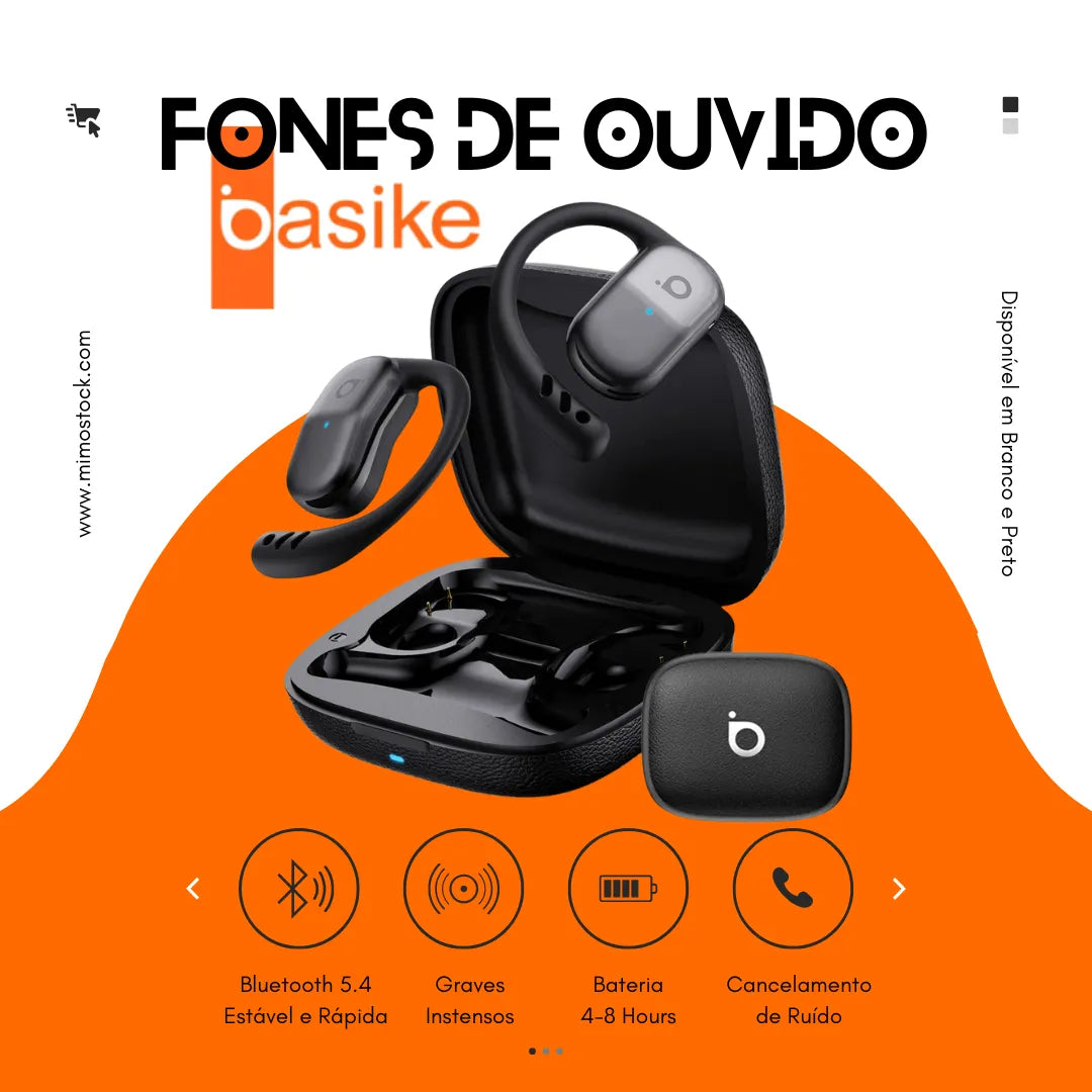 Fones de Ouvido Sem Fio Esportivo e Gamer com Design Ergonômico | Basike OWS - MimoStock