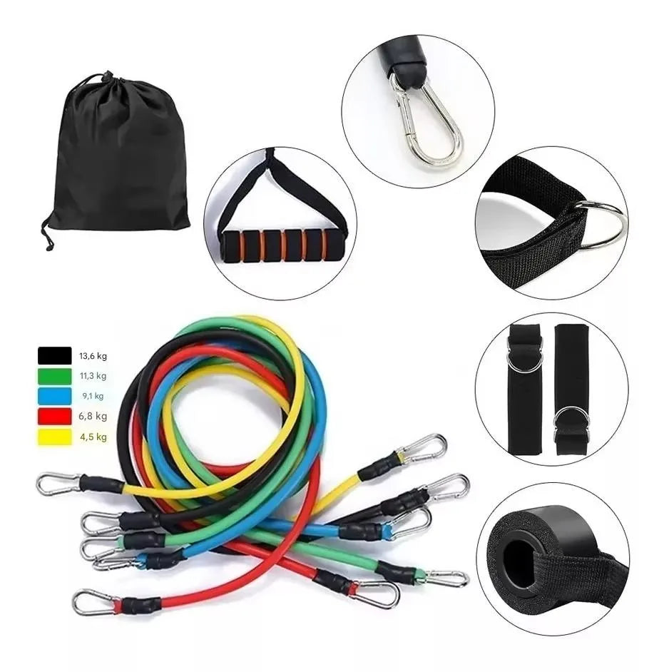 Kit 11 Elásticos Extensores de Treino Funcional | PowerBands - MimoStock