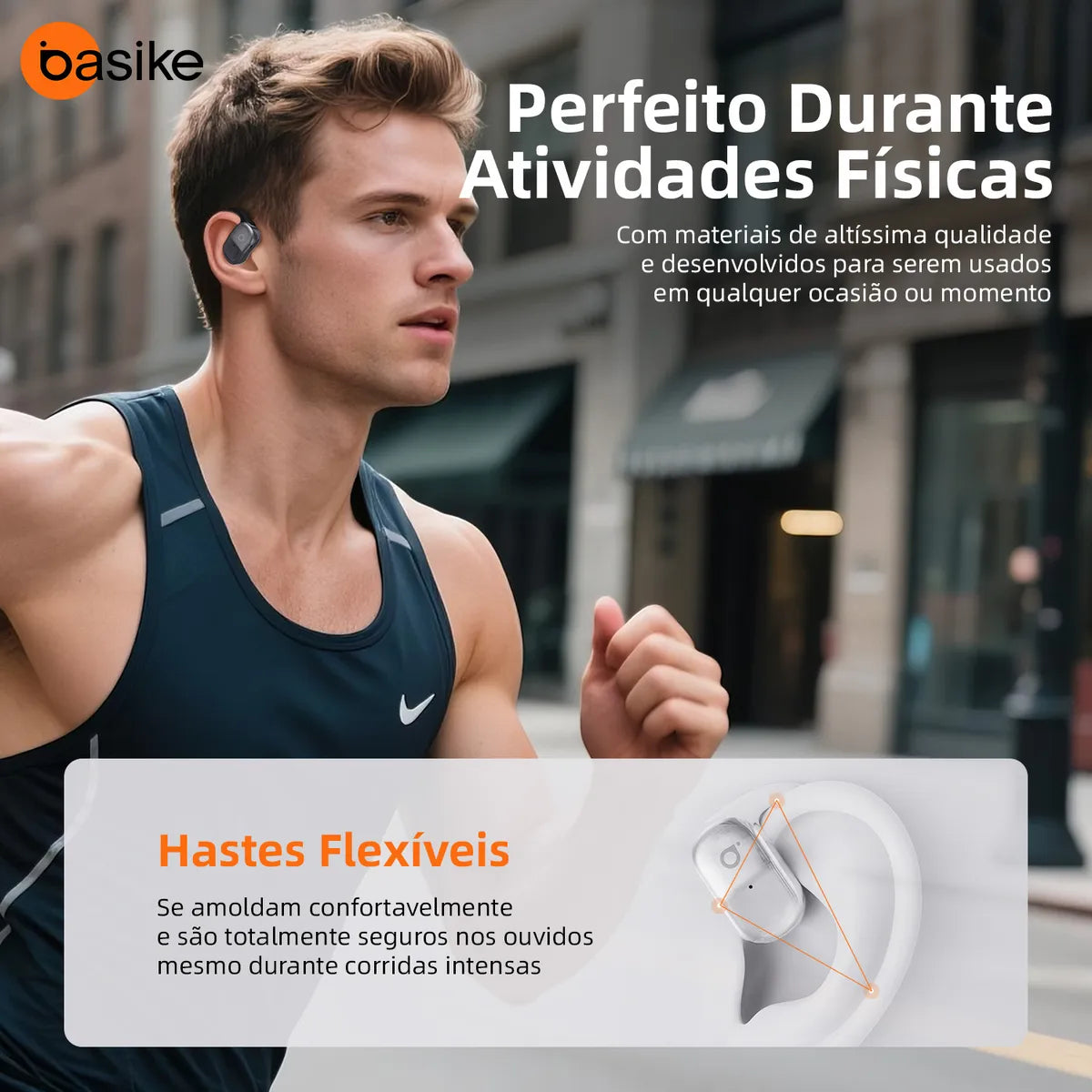Fones de Ouvido Bluetooth Esportivo e Gamer com Gancho de Orelha | Basike OWS