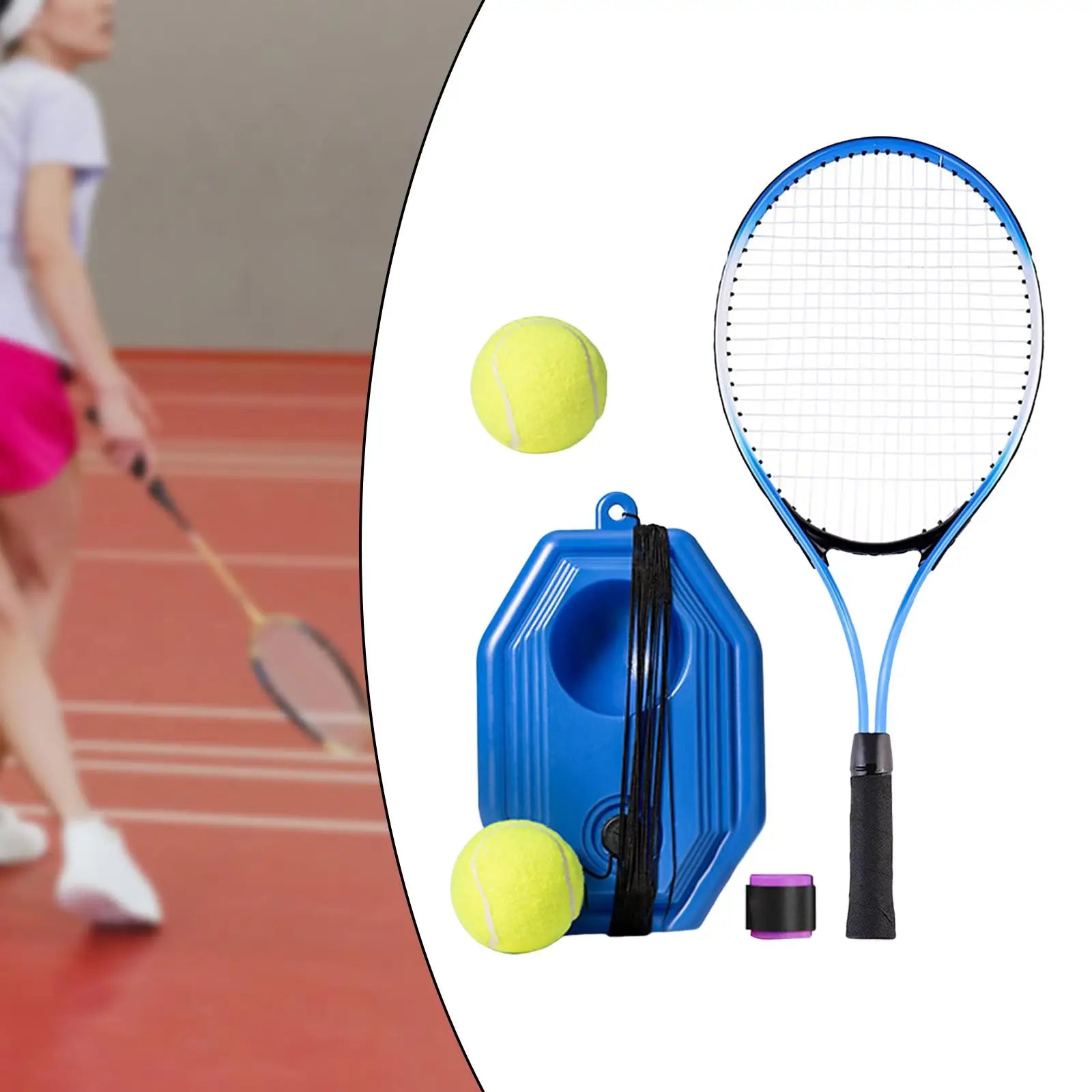 Base de Treinamento com Raquete + Brindes (2 Bolas e 1 Overgrip) | Kit SoloTennis - MimoStock