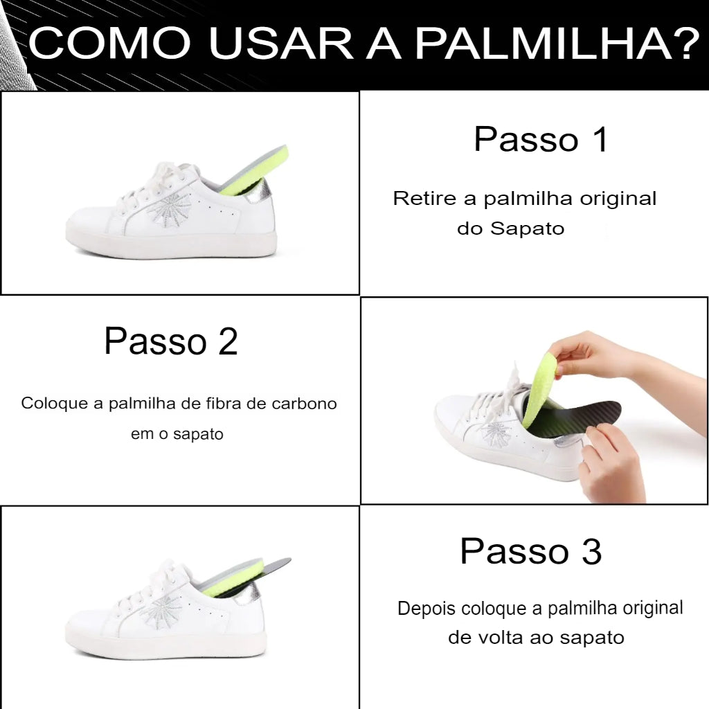 Palmilhas Ortopédicas de Fibra de Carbono + BRINDE 🎁 (Palmilhas de Absorção de Impacto)