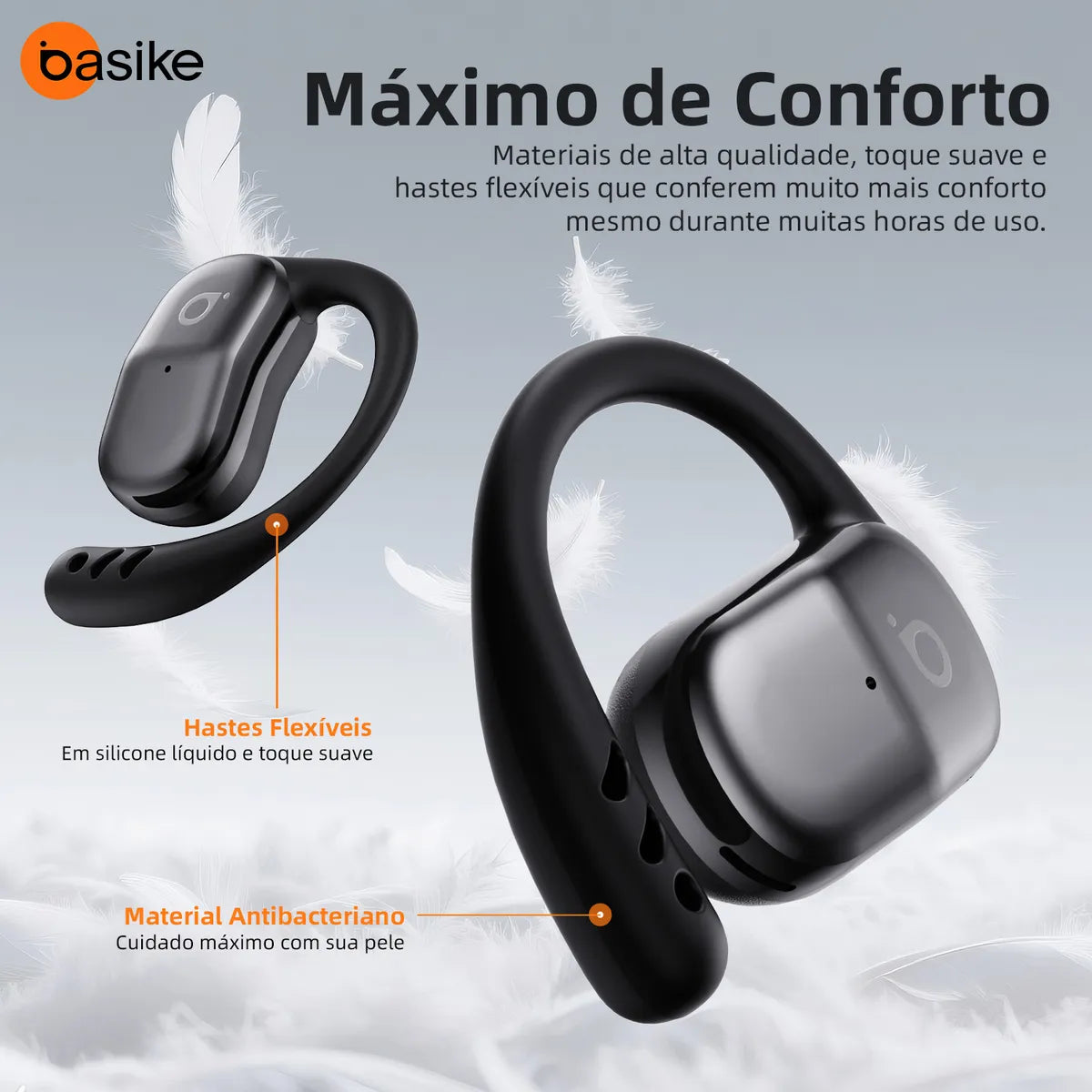 Fones de Ouvido Bluetooth Esportivo e Gamer com Gancho de Orelha | Basike OWS